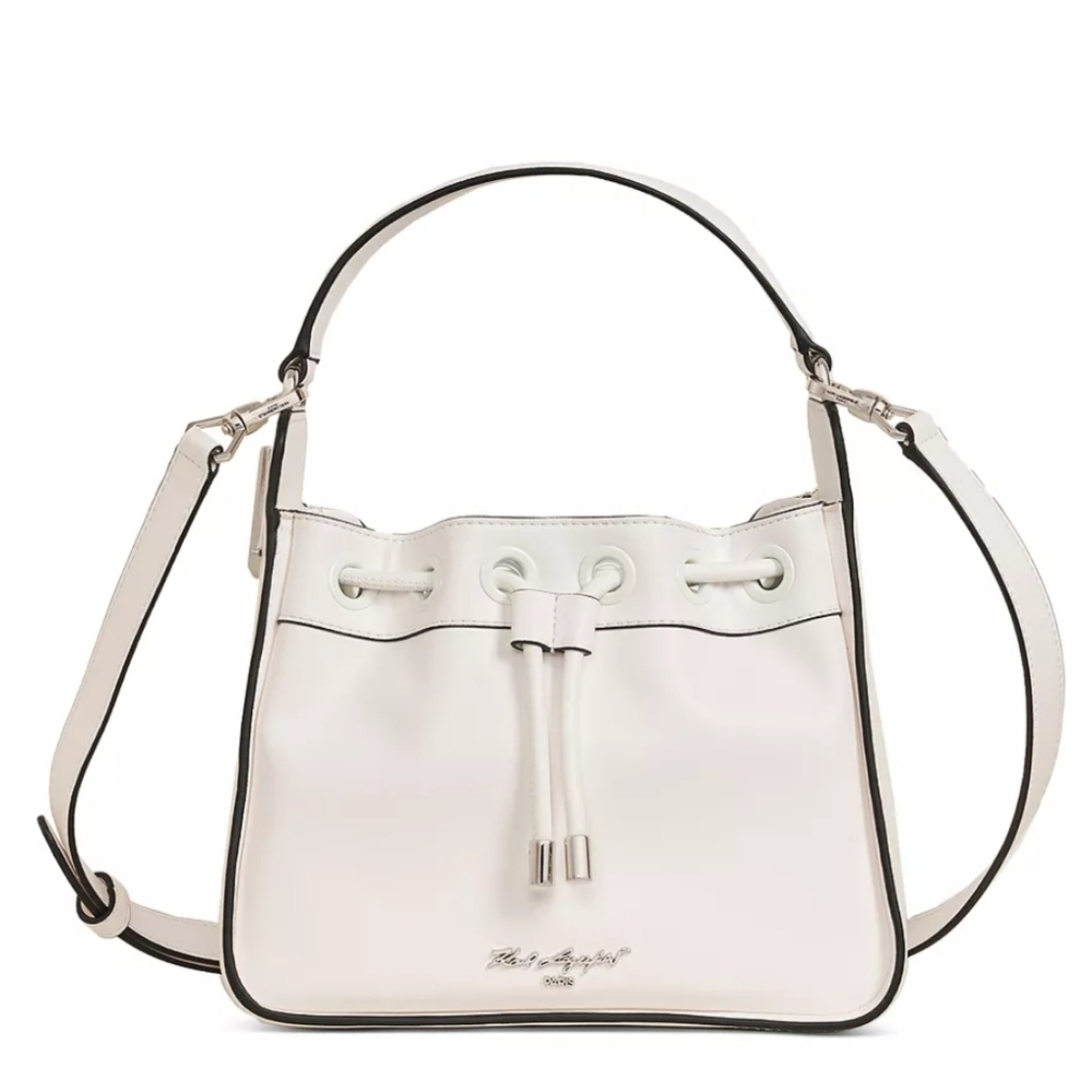 Karl Lagerfeld Paris™ Small Drawstring Top Handle Crossbody-White-NWT - Picture 1 of 6